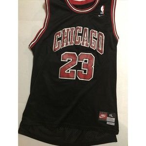NIKE Jordon  Chicago Bulls Black Mesh #23 Jersey XL Embroidered Vintage